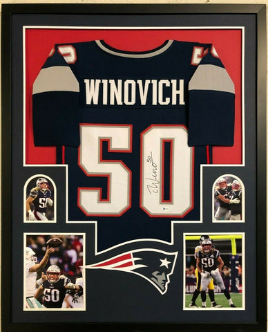 FRAMED NEW ENGLAND PATRIOTS CHASE WINOVICH AUTOGRAPHED SIGNED JERSEY BAS COA