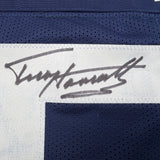 Autographed/Signed Terry Hanratty Notre Dame Blue College Jersey JSA COA