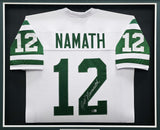 Jets Joe Namath Autographed Framed White Jersey (Chip) Beckett Witness #W175526