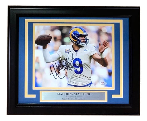 Matthew Stafford Signed Framed 8x10 Los Angeles Rams Photo PSA Hologram
