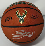 Bucks BROOK LOPEZ Signed Full Size Wilson Replica BUCKS LOGO Basketball AUTO JSA