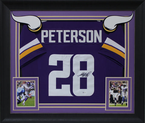 Adrian Peterson Authentic Signed Purple Pro Style Framed Jersey BAS Witnessed