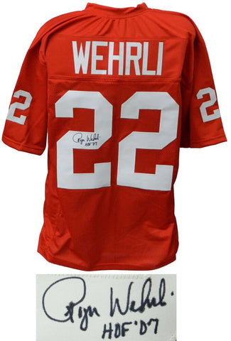 ROGER WEHRLI Cardinals Signed Red Throwback Football Jersey w/HOF'07 - SCHWARTZ