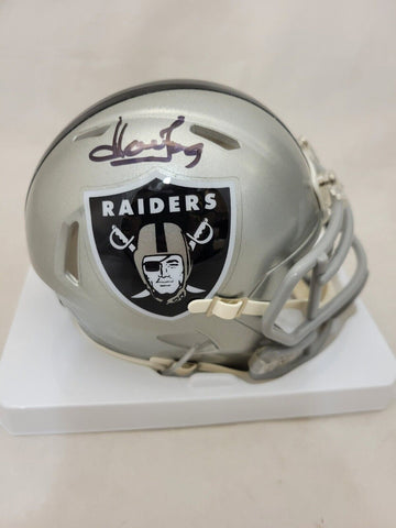 HOWIE LONG SIGNED RAIDERS SPEED MINI HELMET BECKETT QR