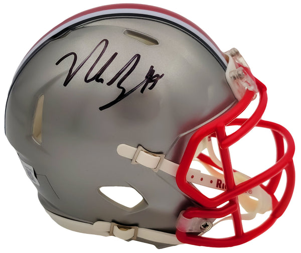NICK BOSA AUTOGRAPHED OHIO STATE FLASH GRAY SPEED MINI HELMET BECKETT QR 203887