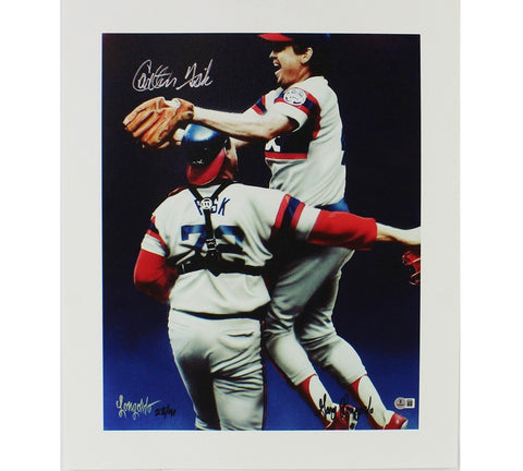 Carlton Fisk Signed Boston Red Sox Unframed 20x24 Canvas - Artist Gary Longordo