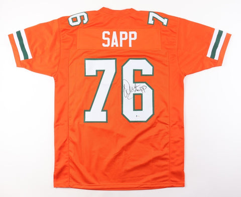 Warren Sapp Signed Miami Hurricanes Jersey (Beckett) 1991 National Champion DT