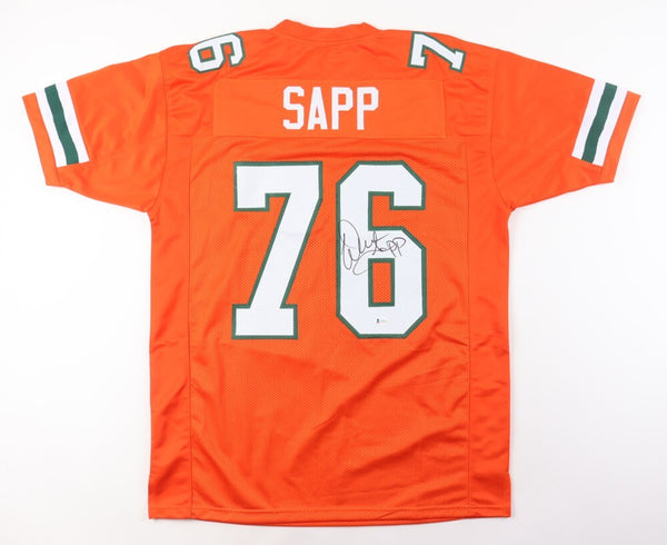 Warren Sapp Signed Miami Hurricanes Jersey (Beckett) 1991 National Champion DT