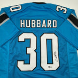 Autographed/Signed Chuba Hubbard Carolina Blue Football Jersey Beckett BAS COA
