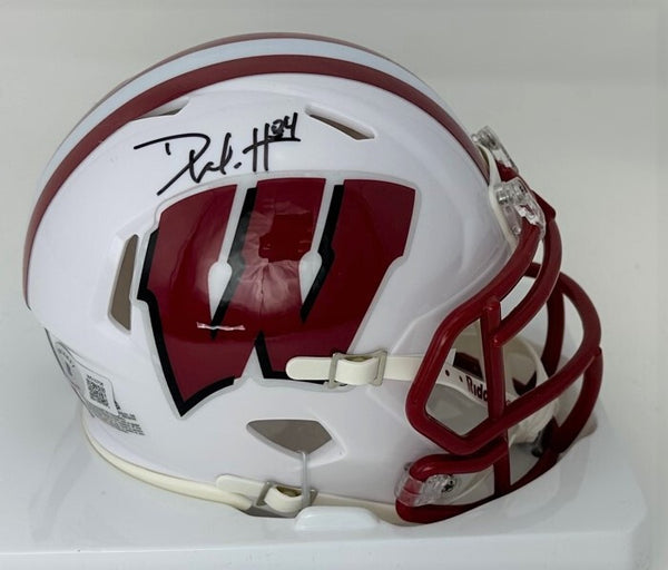 Badgers DEREK WATT Signed Riddell Speed Mini Helmet AUTO - Steelers - BAS