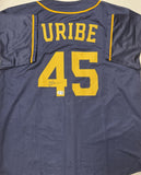 ABNER URIBE Signed Custom Replica Brewers Navy Jersey AUTO - BAS