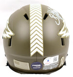 Brian Dawkins Autographed Eagles Salute to Service Speed Mini Helmet- Beckett