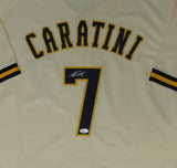 Brewers Catcher VICTOR CARATINI Signed Custom Replica Cream Jersey AUTO JSA