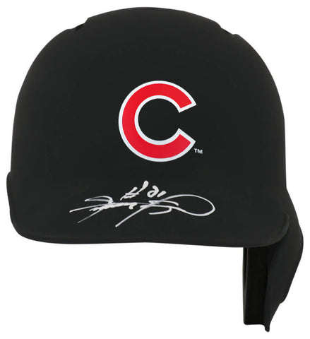 Sammy Sosa Signed Cubs Rawlings Black Matte Mini Baseball Batting Helmet -SS COA