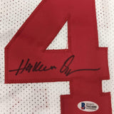 Framed Signed Hakeem Olajuwon 35x39 Houston White Jersey BAS COA