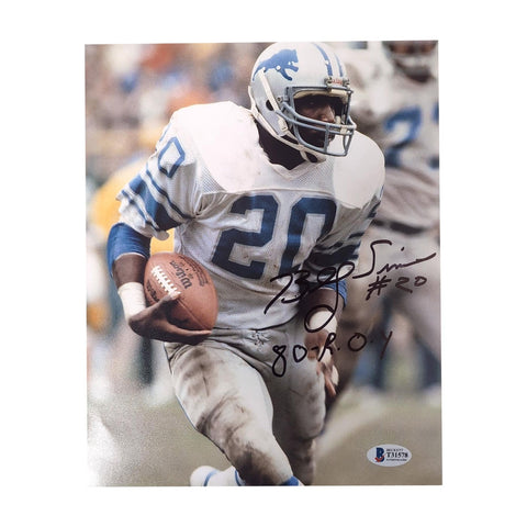 Billy Sims Autographed "80 ROY" Detroit Lions 8x10 Photograph - Beckett