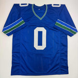 Autographed/Signed DeMarcus Lawrence Seattle Blue Retro Jersey Beckett BAS COA