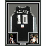 FRAMED Autographed/Signed DENNIS RODMAN 33x42 San Antonio Black Jersey PSA COA