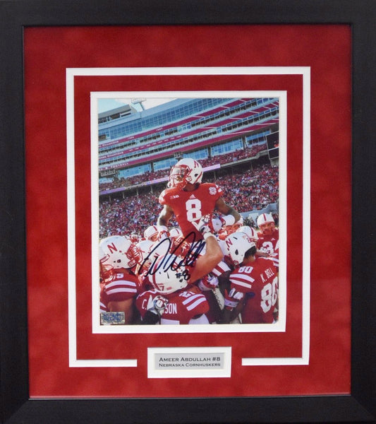 AMEER ABDULLAH AUTOGRAPHED NEBRASKA CORNHUSKERS 8x10 FRAMED PHOTO COA