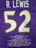 RAY LEWIS AUTOGRAPHED SIGNED PRO STYLE CUSTOM XL STAT JERSEY BECKETT QR