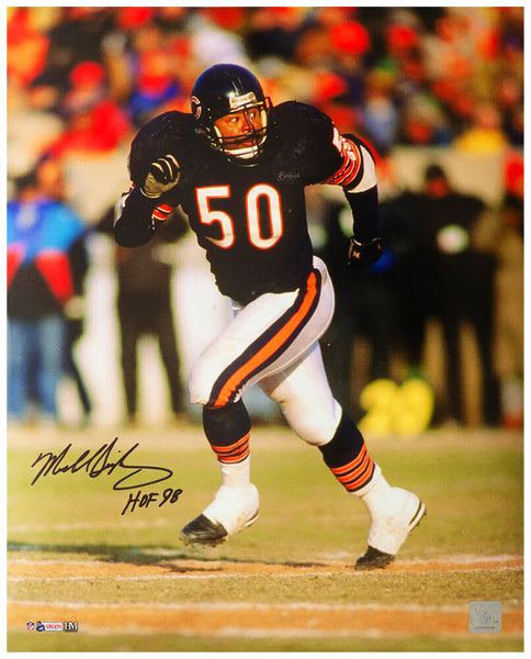 Mike Singletary Signed Bears Navy Jersey Action 16x20 Photo w/HOF'98 - (SS COA)