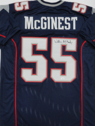 Patriots SB Champ WILLIE McGINEST Signed Custom Replica Blue Jersey AUTO - JSA