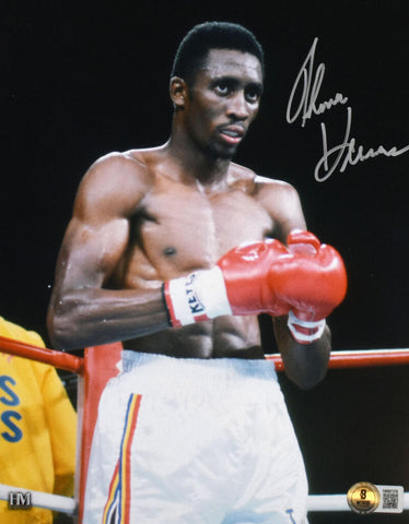 Tommy Hearns Autographed 8x10 In Ring Photo- Beckett W Hologram *Silver