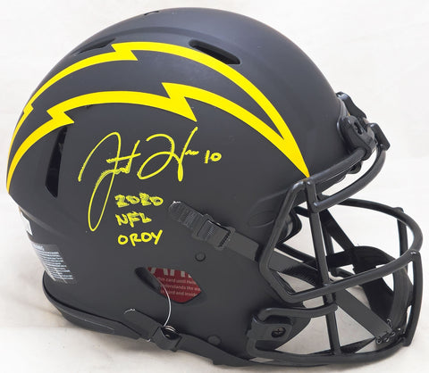 Justin Herbert Autographed Chargers Eclipse Full Size Authentic Helmet (Smudged)