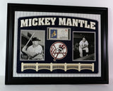 Mickey Mantle Autographed Postcard with Photos -- Framed New York Yankees PSA COA
