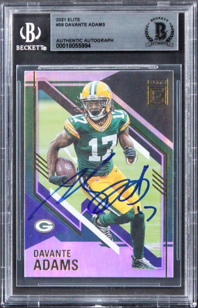 Packers Davante Adams Authentic Signed 2021 Elite #59 Card BAS Slabbed