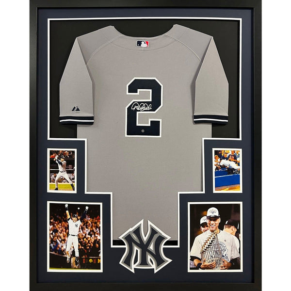 Derek Jeter Autographed Signed Framed Grey New York Yankees Jersey STEINER