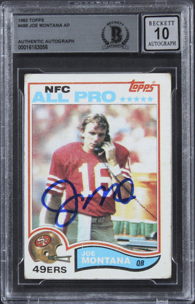 49ers Joe Montana Authentic Signed 1982 Topps #488 Card Auto 10! BAS Slabbed 2