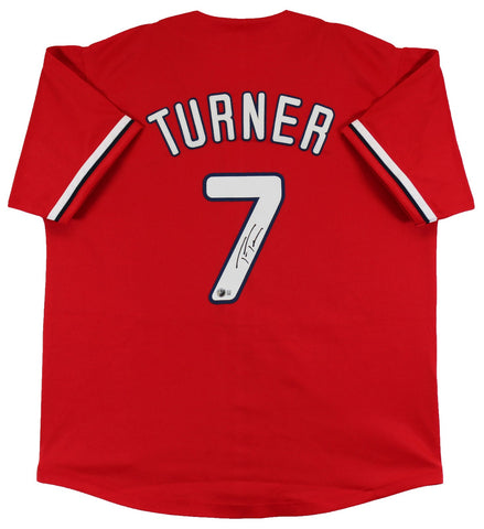 Trea Turner Authentic Signed Red Pro Style Jersey Autographed BAS Witnessed