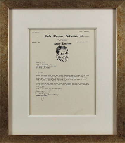 Rocky Marciano Authentic Signed & Framed 1969 Typed Letter PSA/DNA #E71356