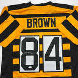 Autographed/Signed Antonio Brown Pittsburgh Bumble Bee Football Jersey JSA COA