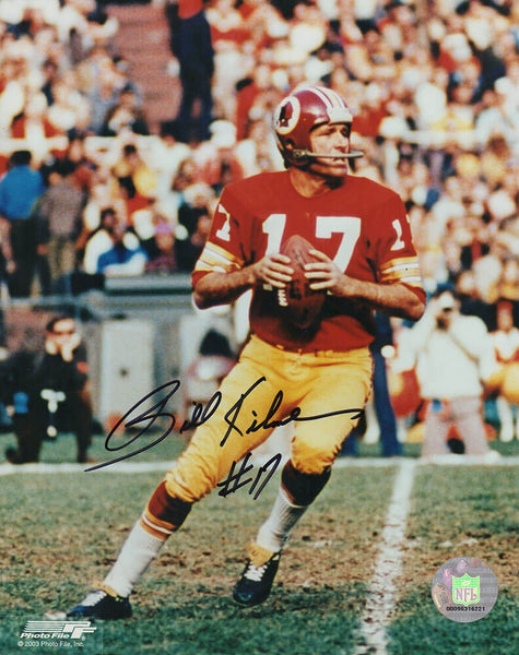 Billy Kilmer Signed Washigton Red Jersey Action 8x10 Photo - (SCHWARTZ COA)
