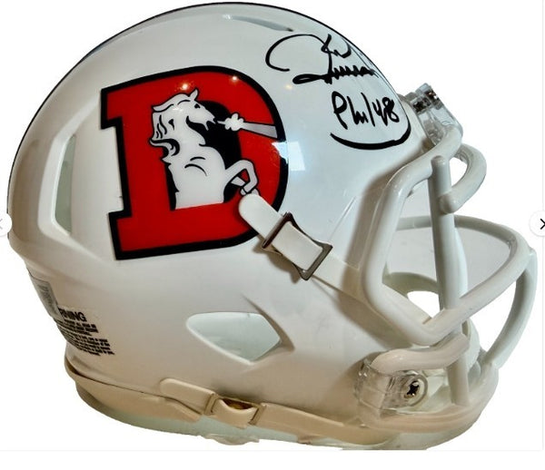 Karl Mecklenburg Autographed Denver Broncos Snowcapped Mini Helmet -- BAS COA