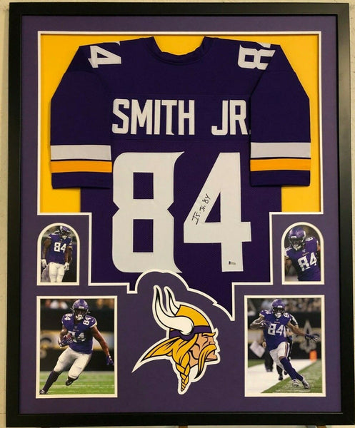 FRAMED MINNESOTA VIKINGS IRV SMITH JR AUTOGRAPHED SIGNED JERSEY BECKETT COA