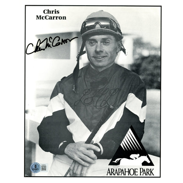 Chris McCarron Autographed Arapahoe Park Horse Racing 8x10 Photo Beckett 59258