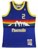 Nuggets Alex English "Career Stat" Signed Blue M&N 87-88 TB Jersey BAS #3W197629