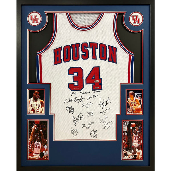 Phi Slama Jama Autographed Signed Framed Houston Cougars Jersey BECKETT