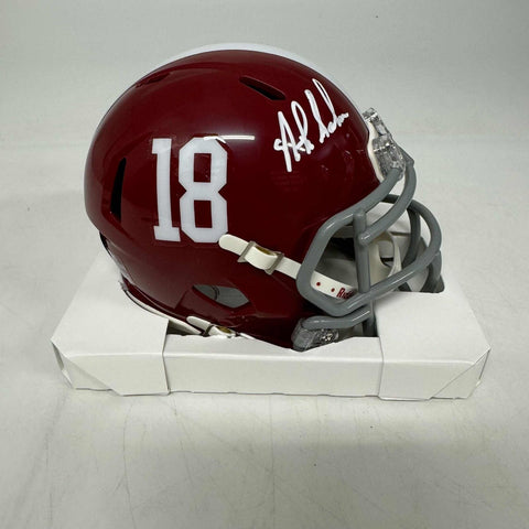 Autographed/Signed Nick Saban Alabama Crimson Tide Mini Football Helmet BAS COA