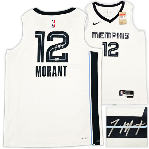 MEMPHIS GRIZZLIES JA MORANT AUTOGRAPHED WHITE NIKE ASSOCIATION JERSEY 48 BECKETT