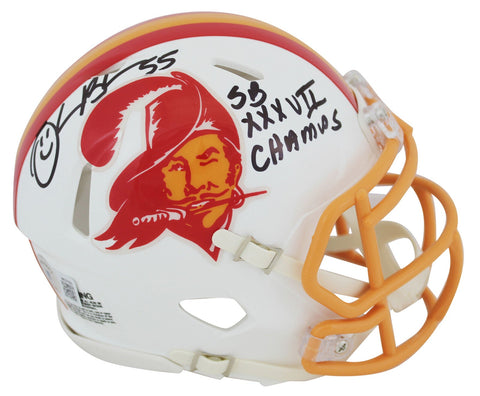 Bucs Derrick Brooks "SB XXXIV Champs" Signed 76-96 TB Speed Mini Helmet BAS Wit