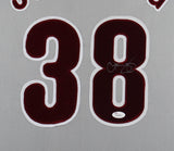 Curt Schilling Signed 35x43Framed Philadelphia Phillies Jersey /JSA QR Code card