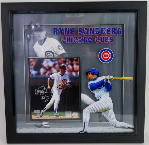Ryne Sandberg Signed 8X10 Photo Shadow Box Frame "HOF 05" TriStar COA