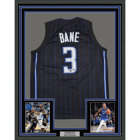Framed Autographed Desmond Bane Orlando Black Pinstripe Jersey BAS COA