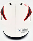 RODNEY HARRISON AUTO PATRIOTS LUNAR ECLIPSE WHITE MINI HELMET BECKETT QR 193941