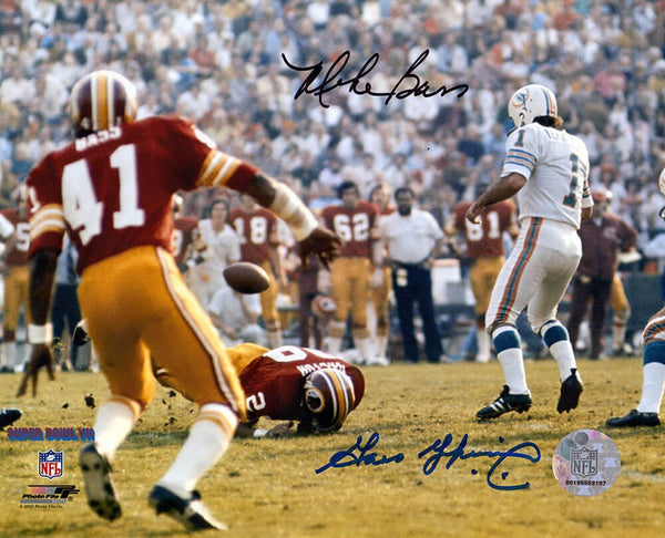 Garo Yepremian & Mike Bass Signed Dolphins vs Washington SB 8x10 Photo -(SS COA)