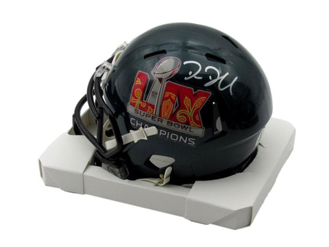 Big Dom Disandro Signed Super Bowl LIX Champions Mini Helmet Eagles BAS 192756